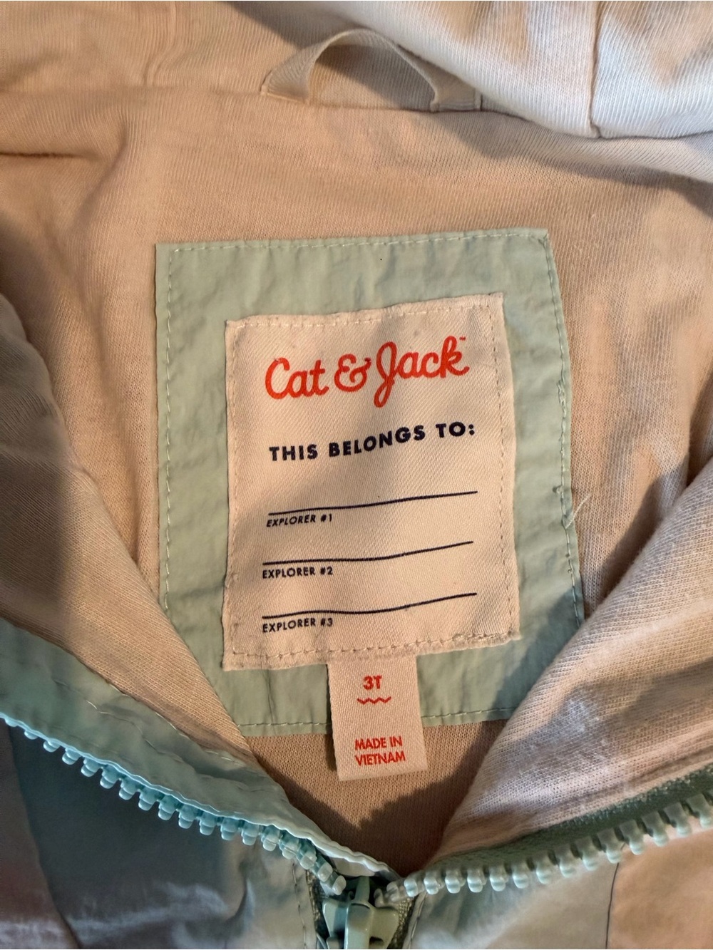 (5 for $10) | Cat & Jack Light Aqua and Cream Pullover Windbreaker Hoodie - Picture 7 of 7